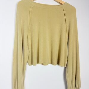 Light Olive Green Long Sleeve Cropped Women's Top